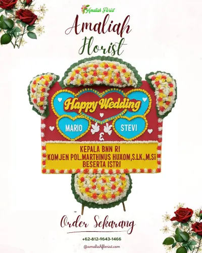 Karangan Papan Bunga Pernikahan di Sokoyoso